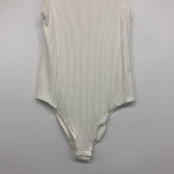 She + Sky White Ribbed Mock Neck sleeveless Bodysuit size L - Picture 5 of 14